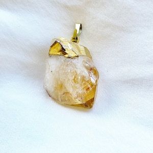 Citrine Gold Plate Dipped Raw Pendant Infractions Beauty